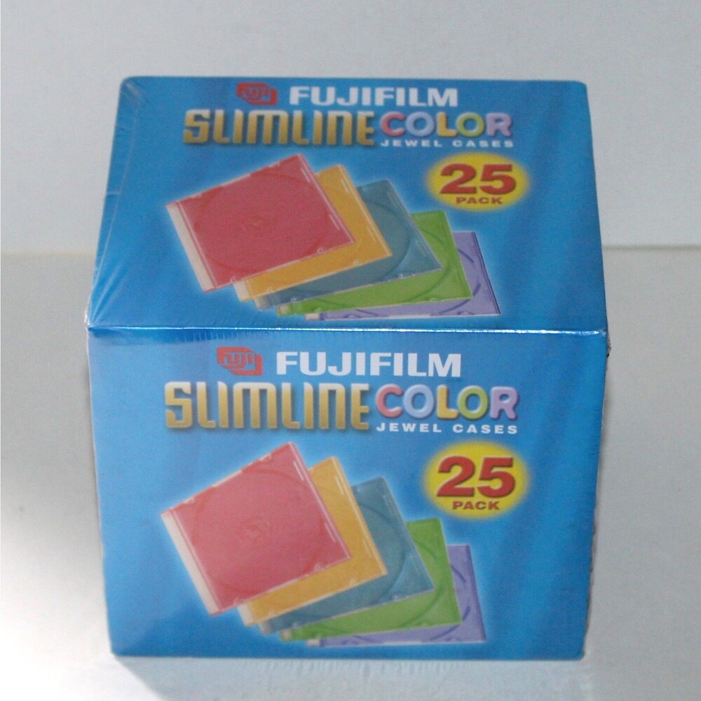 25 pack CD Slim Jewel Cases Fujifilm Color NEW Sealed slimline